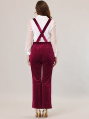 Velvet Wide Leg Retro Shiny Glitter Overalls Jumpsuits Pants