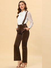 Velvet Wide Leg Retro Shiny Glitter Overalls Jumpsuits Pants