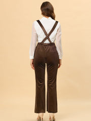 Velvet Wide Leg Retro Shiny Glitter Overalls Jumpsuits Pants