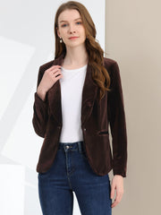 Solid Shawl Collar Single Button Velvet Blazer