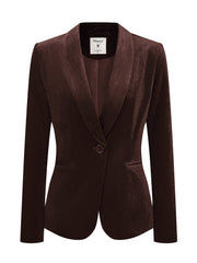 Solid Shawl Collar Single Button Velvet Blazer