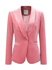 Shawl Collar Single Button Velvet Solid Office Work Jacket Blazer