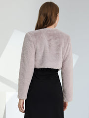 Faux Fur Evening Open Front Bolero Cropped Jacket Shrug