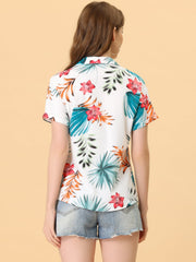 Hawaiian Floral Leaves Tropical Button Down Shirt