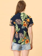 Hawaiian Floral Leaves Tropical Button Down Shirt