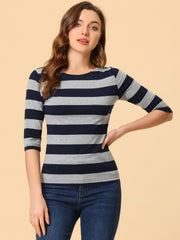 Halloween 3/4 Sleeve T-shirt Casual Boat Neck Slim Fit Tee