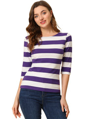 Halloween 3/4 Sleeve T-shirt Casual Boat Neck Slim Fit Tee