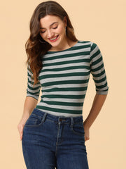 Halloween 3/4 Sleeve T-shirt Casual Boat Neck Slim Fit Tee