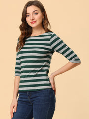 Halloween 3/4 Sleeve T-shirt Casual Boat Neck Slim Fit Tee