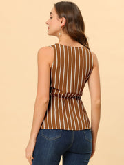 Sleeveless V Neck Tie Waist Asymmetric Hem Wrap Peplum Top