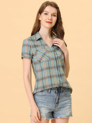 Button Down Cotton Classic Western Plaid Shirt