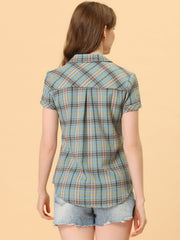 Button Down Cotton Classic Western Plaid Shirt