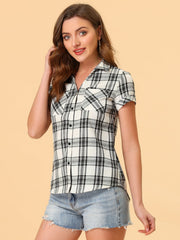 Classic Plaid Button Down Short Sleeve Shirt