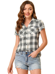 Classic Plaid Button Down Short Sleeve Shirt