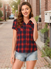 Button Down Cotton Classic Western Plaid Shirt