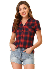 Button Down Cotton Classic Western Plaid Shirt