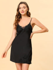 Satin Pajama Cami Dress Sleepwear Spaghetti Strap Lounge Nightgown