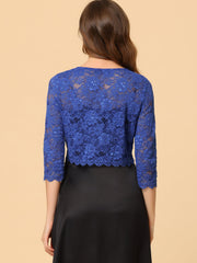 Elegant Sheer Floral Lace Cropped Bolero Shrug
