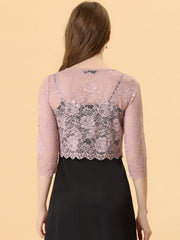Elegant Sheer Floral Lace Cropped Bolero Shrug