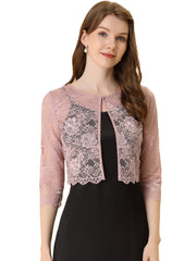 Elegant Sheer Floral Lace Cropped Bolero Shrug