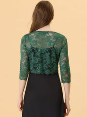 Elegant Sheer Floral Lace Cropped Bolero Shrug