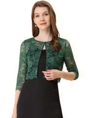 Elegant Sheer Floral Lace Cropped Bolero Shrug