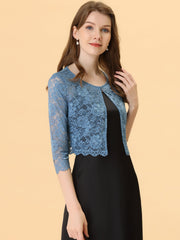Elegant Sheer Floral Lace Cropped Bolero Shrug