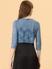 Elegant Sheer Floral Lace Cropped Bolero Shrug