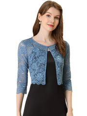 Elegant Sheer Floral Lace Cropped Bolero Shrug