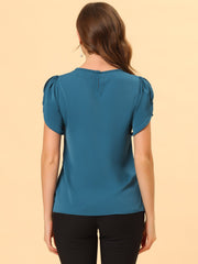 Cutout Round Neck Cap Sleeve Casual Top