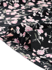 Square Neck Puff Sleeve Shirred Floral Casual Midi Dress