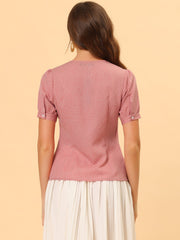Polka Dot Peter Pan Collar Rockabilly Puff Short Sleeve Shirt