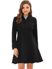 Single Breasted Long Sleeve Mid-Long Winter A Line Pea Coat
