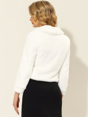 Winter Cropped Jacket Lapel Long Sleeve Faux Fur Fluffy Coat