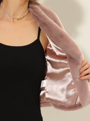Winter Cropped Jacket Lapel Long Sleeve Faux Fur Fluffy Coat