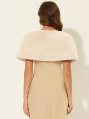 Elegant Faux Fur Shawl Stole Bow Tie Bridal Shrugs