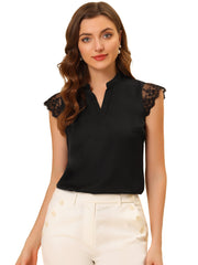Work Top Office Lace Cap Sleeve Basic Shirt Blouse