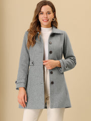 Winter Classic Outwear Overcoat with Pockets Single Breasted Coat