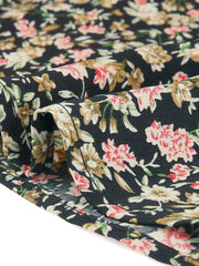 Peter Pan Collar Puff Short Sleeve Ruffle Smocked Floral Blouse