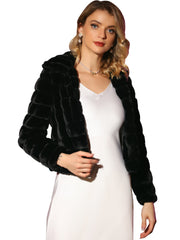 Fluffy Collar Warm Winter Cropped Faux Fur Coat