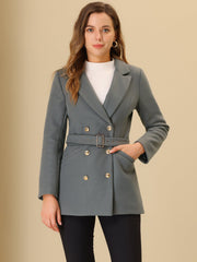 Double Breasted Coat Jacket Work Office Elegant Winter Lapel Blazer