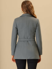 Double Breasted Coat Jacket Work Office Elegant Winter Lapel Blazer