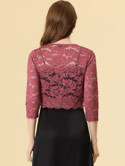 Sheer Floral Elegant 3/4 Sleeve Lace Shrug