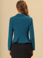 Vintage Lapel Long Sleeve Ruffle Hem Office Cropped Blazer