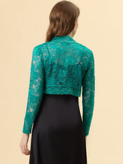 Elegant Sheer Floral Lace Crop Cardigan Bolero Shrug