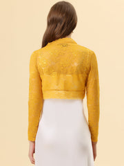 Elegant Sheer Floral Lace Crop Cardigan Bolero Shrug