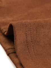Faux Suede Lapel Collar Long Sleeve Casual Work Office Jacket