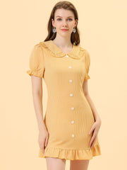 Plaid Gingham Ruffled Retro Peter Pan Collar Dress