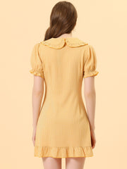 Plaid Gingham Ruffled Retro Peter Pan Collar Dress