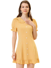 Plaid Gingham Ruffled Retro Peter Pan Collar Dress